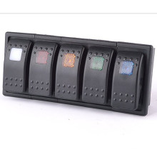 5 LED Color Bar Rocker Switch Panel Arb Carling Style 3 Pins DC 12V- 24V with Clip Holder